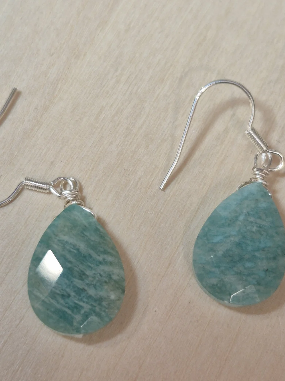 🩵🩵NEW🩵🩵 BEAUTIFUL!! Faceted AMZONITE Teardrop Dangle Earrings